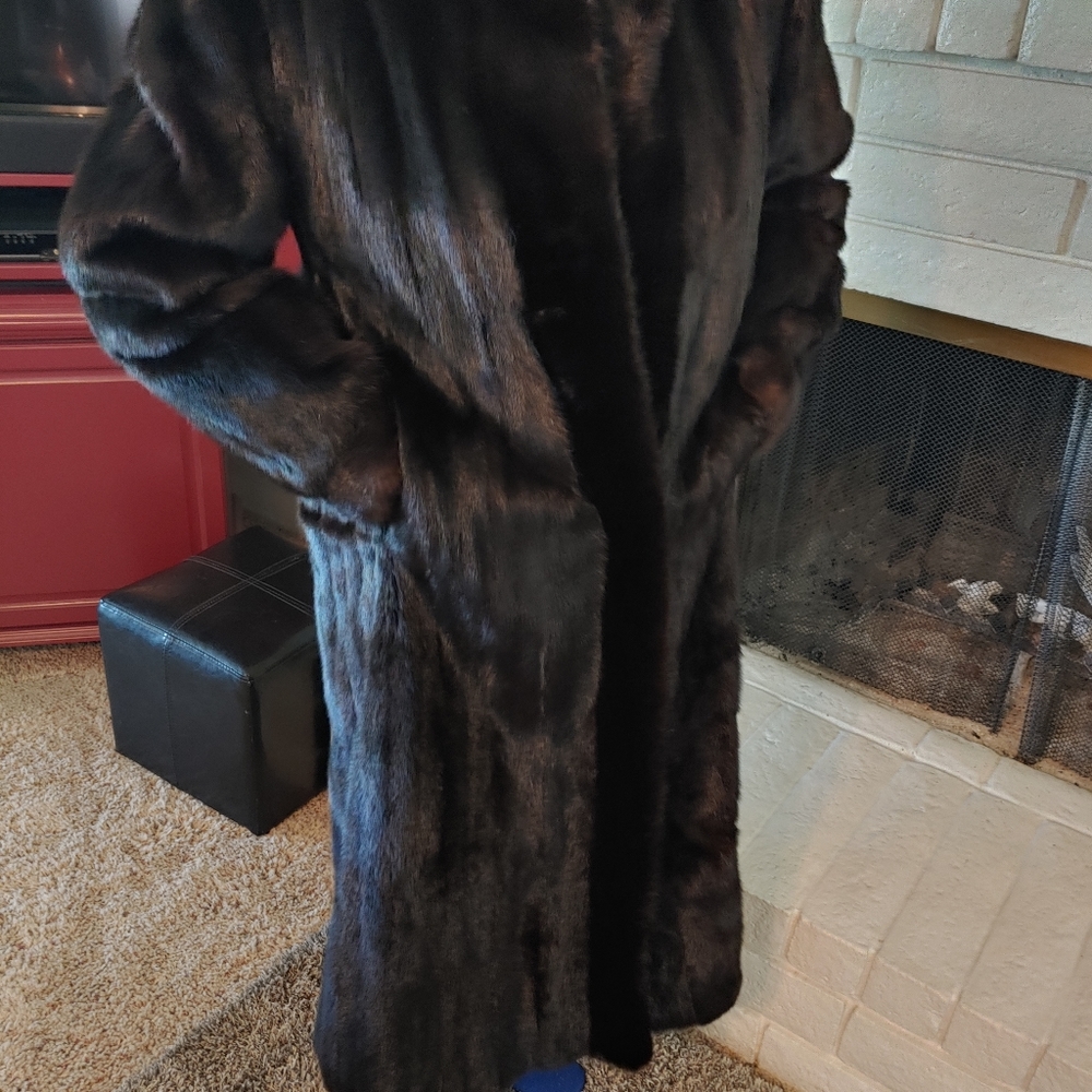 Custom made black diamond full length mink coat